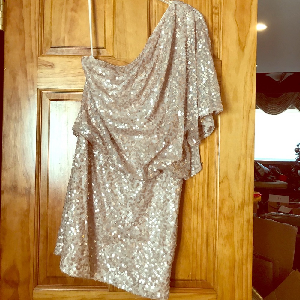 Beautiful rose gold sequined cocktail dress